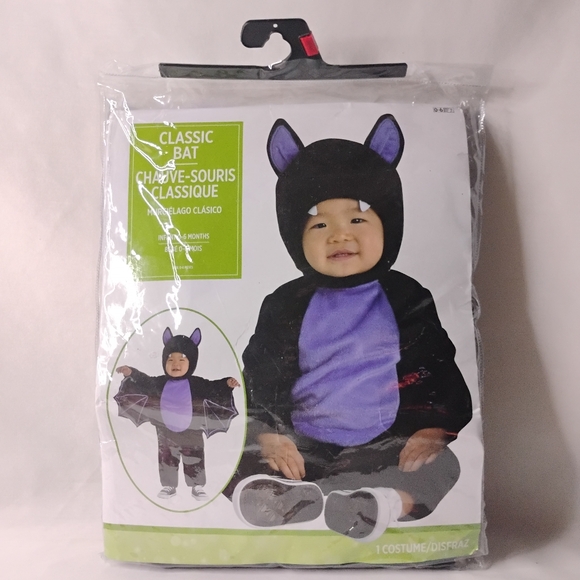 Amscan Infants Baby Classic Bat Halloween Costume 0 - 6 Months Kids Cute Cosplay - Picture 2 of 14